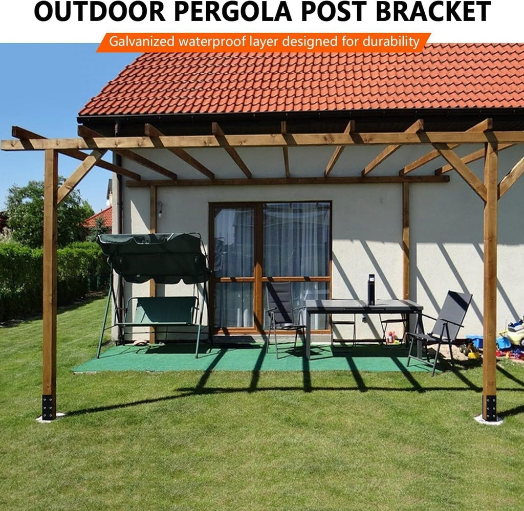 8pcs Wet Concrete Post Anchors,4x4 4x6 Mailbox Post Protector Brackets,Heavy Duty Steel Solid Rebar Wood Fence Post Base with Screws