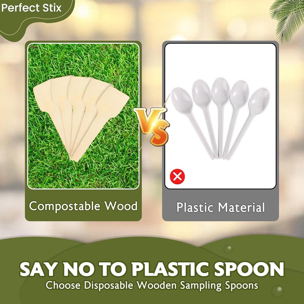2.75' Disposable Wooden Taster and Sampling Spoons - Pack of 10,000ct
