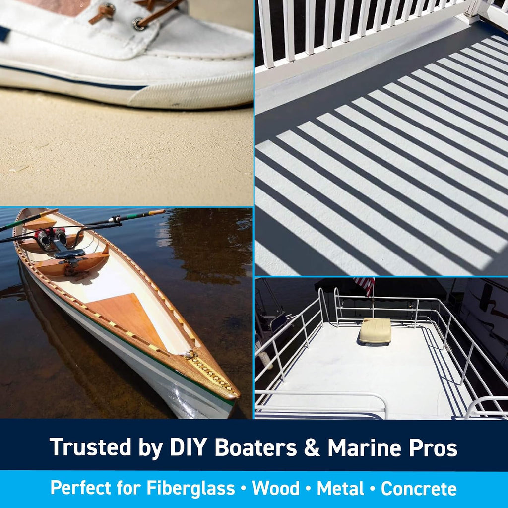 TotalBoat TotalTread Non-Skid Deck Paint, Marine-Grade Anti-Slip Traction Coating for Boats, Wood, Fiberglass, Aluminum, and Metals (Light Gray, Gallon)