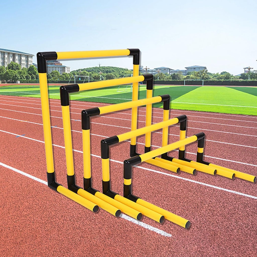 Portable Hurdles Training Equipment, 5 Pack Different Height Hurdles for Kids, Plastic Soccer Agility Workout Trainer Kit, Track and Field Hurdles (Color : Yellow)
