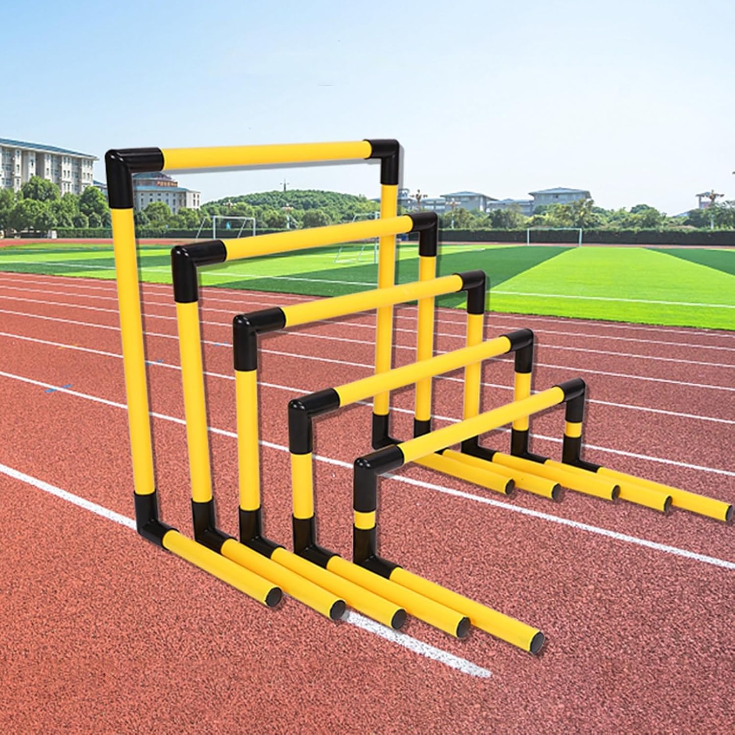 Portable Hurdles Training Equipment, 5 Pack Different Height Hurdles for Kids, Plastic Soccer Agility Workout Trainer Kit, Track and Field Hurdles (Color : Yellow)