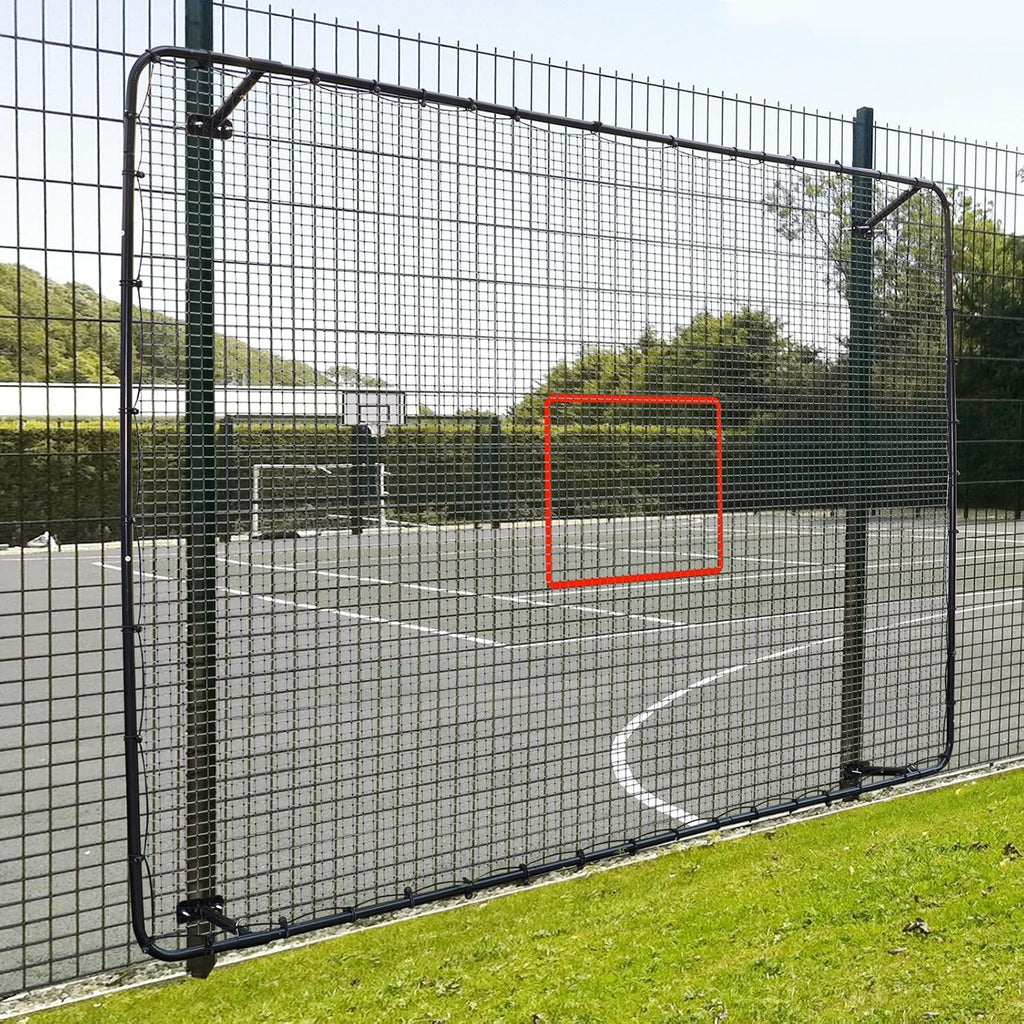 Fence-Mount Tennis Rebounder Net 12x8FT – Space-Saving Tennis Practice Wall with Adjustable Rebound Angle – Solo Training Net Fits Most Fence Poles, Heavy-Duty Frame for Outdoor Practice