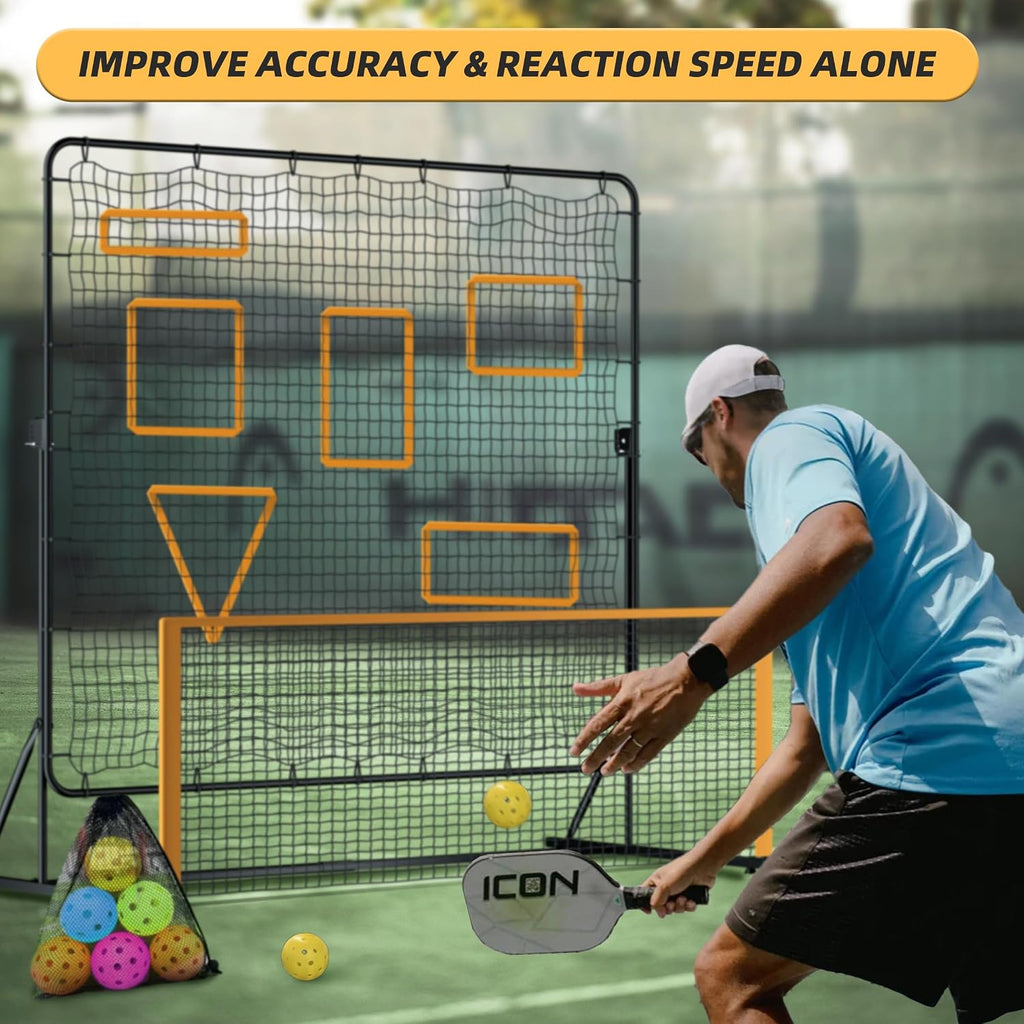 MR Pickleball Rebounder 6'x6', Adjustable Angle & Height Pickleball Rebounder, Tennis Rebound Net, Pickleball Solo Training Equipment for Dinks Volleys Accuracy Coordination Kitchen Control