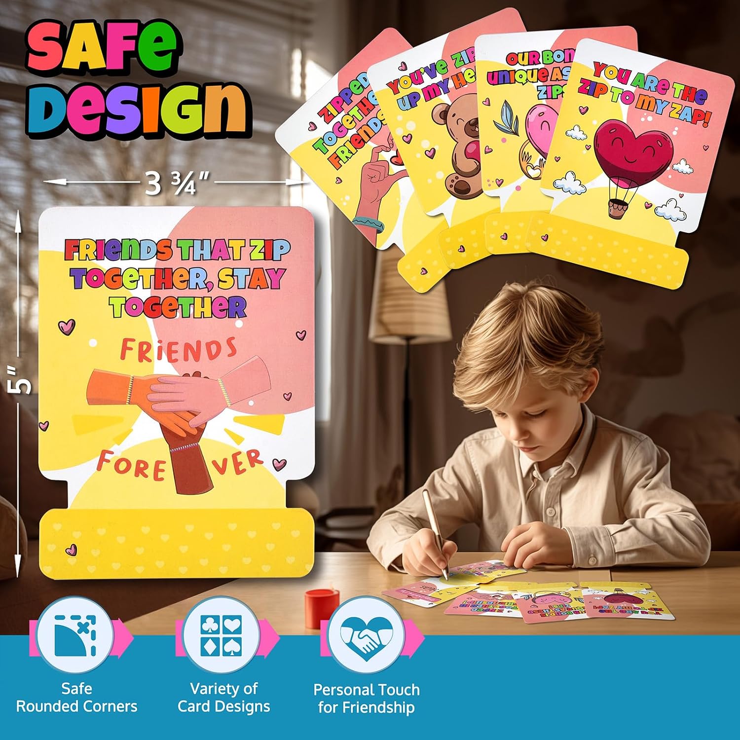 UpBrands Case Pack of 1800 Valentine's Day Cards with Unicolor Fidget Zipper Bracelets Per Box – Bulk Gifts for Schools, Charities, and Businesses