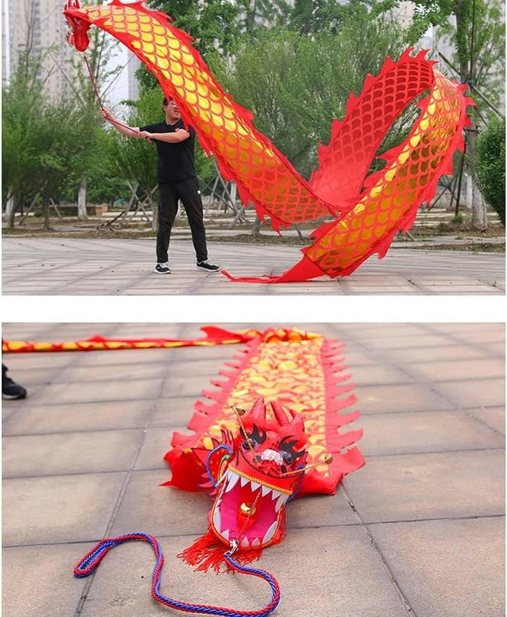 Chinese Dragon Dance 8m Dragon Ribbon Streamer 3D Colorful Dragon Silk Chinese New Year Performance Chinese Folk Dragon Dance Dance Dragon Props Interesting