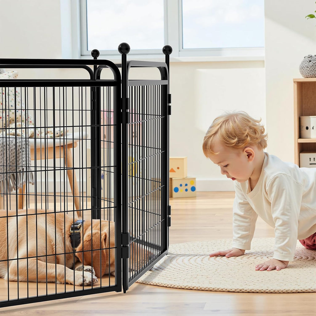 Gardner Pet Dog Playpens, 40' H 16 Panels Dog Pen Outdoor/Indoor Dog Fence Exercise Pen for Small/Medium/Large Dogs, Foldable Pet Play Yard Gate with Gravity Automatic Lock, Pet Playpen, Black