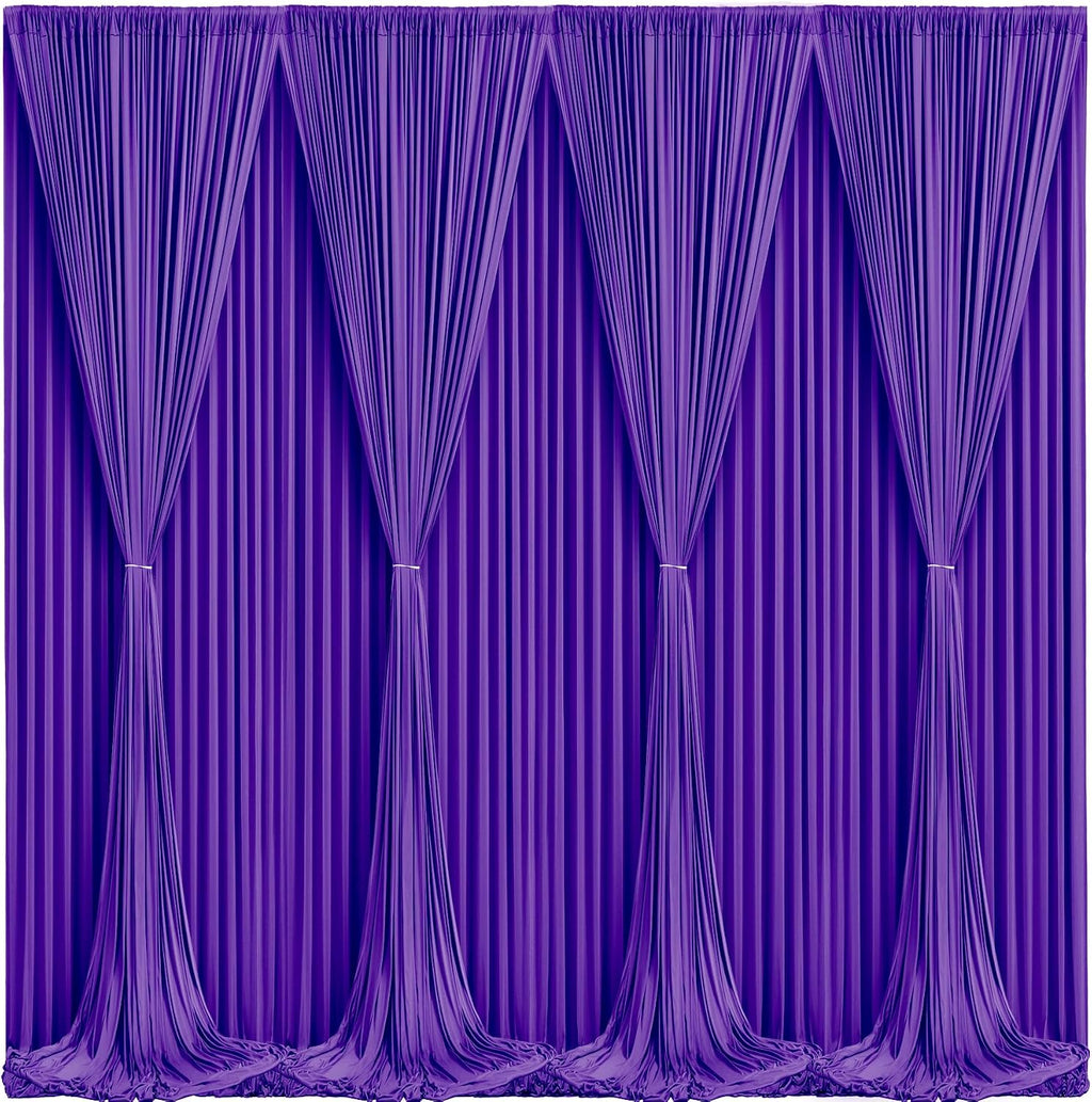 Purple Backdrop Curtains 10 Panels-Wrinkle-Free Purple Curtains Polyester Photography Drapes for Baby Shower Birthday Party Photo Background Backdrop Stand- 40 X10FT