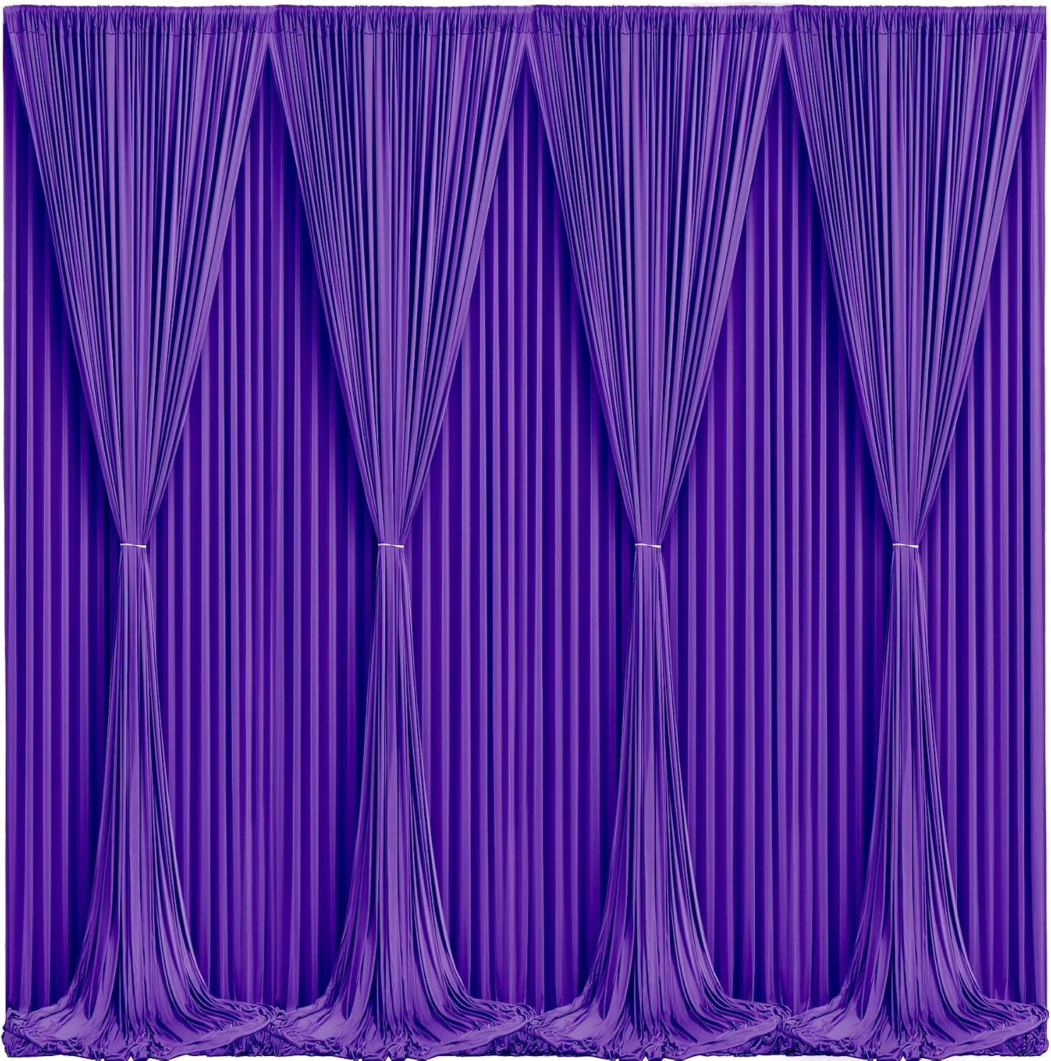Purple Backdrop Curtains 10 Panels-Wrinkle-Free Purple Curtains Polyester Photography Drapes for Baby Shower Birthday Party Photo Background Backdrop Stand- 40 X10FT