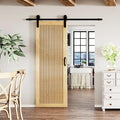 BARNER HOME 30in x 84in Pine Wood Barn Door, 1-lite Decorative Sliding Door with Hardware Kit Included, Pre-Drilled Easy to Assemble, DIY Unfinished Solid Core Single Door, Natural