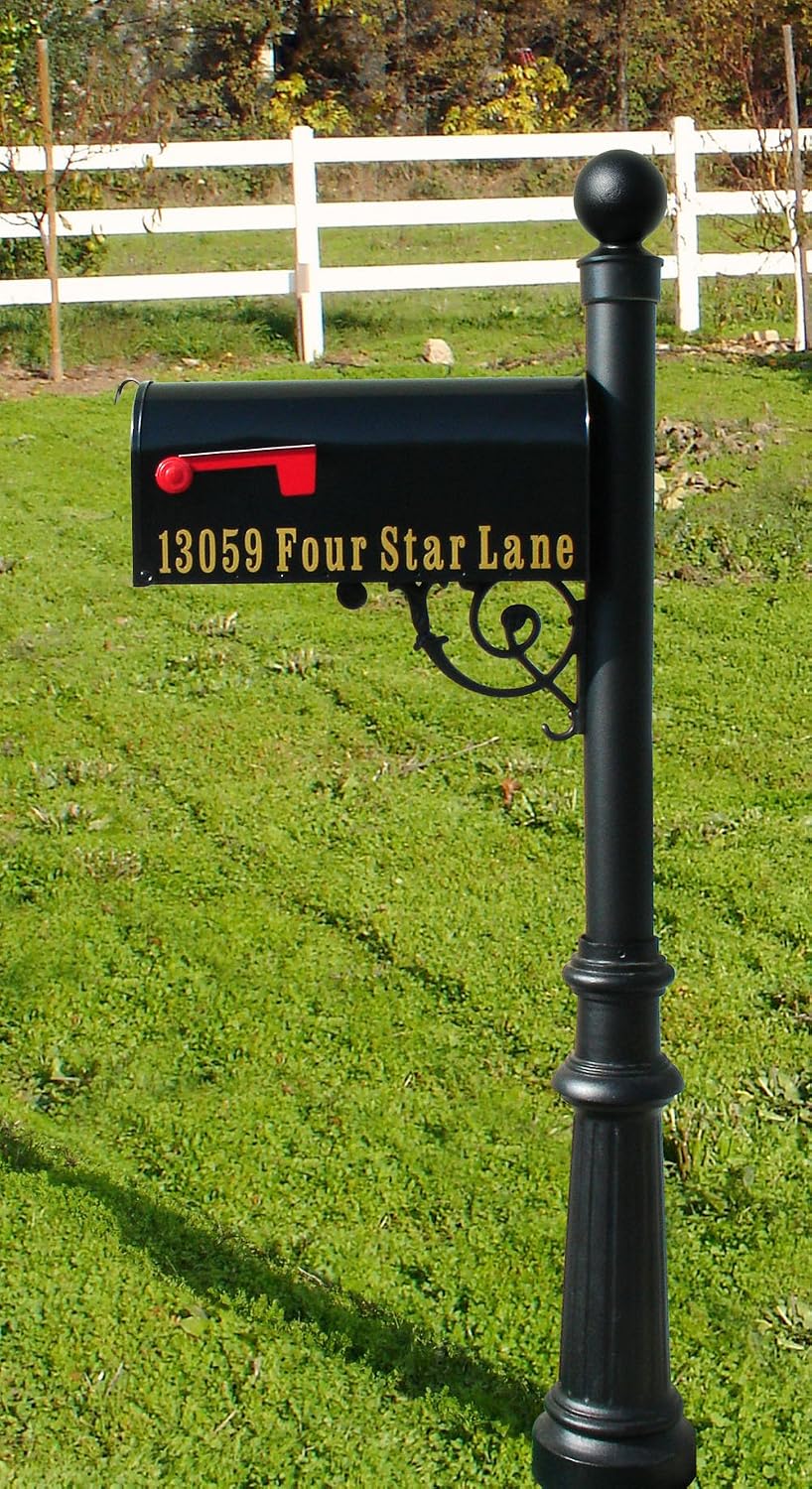 Lewiston E1 Economy Mailbox, Post Fluted Base & Solar Lamp, White