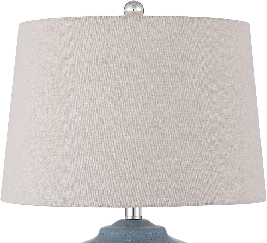 360 Lighting Aegean 28' Tall Coastal Modern Table Lamps Set of 2 Blue White Finish Ceramic Linen Beige Shade Living Room Bedroom Bedside Nightstand House Office Family Reading Kitchen Entryway