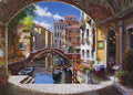 Toperfect 24 Enchanting Scenery Venice Wall Painting – Archway to Venice Wall Art, Floral Houses, Cozy Cafe, Serene Canal, Gondolas Boats, Elegant Home decor, Hand Painted by College Teachers