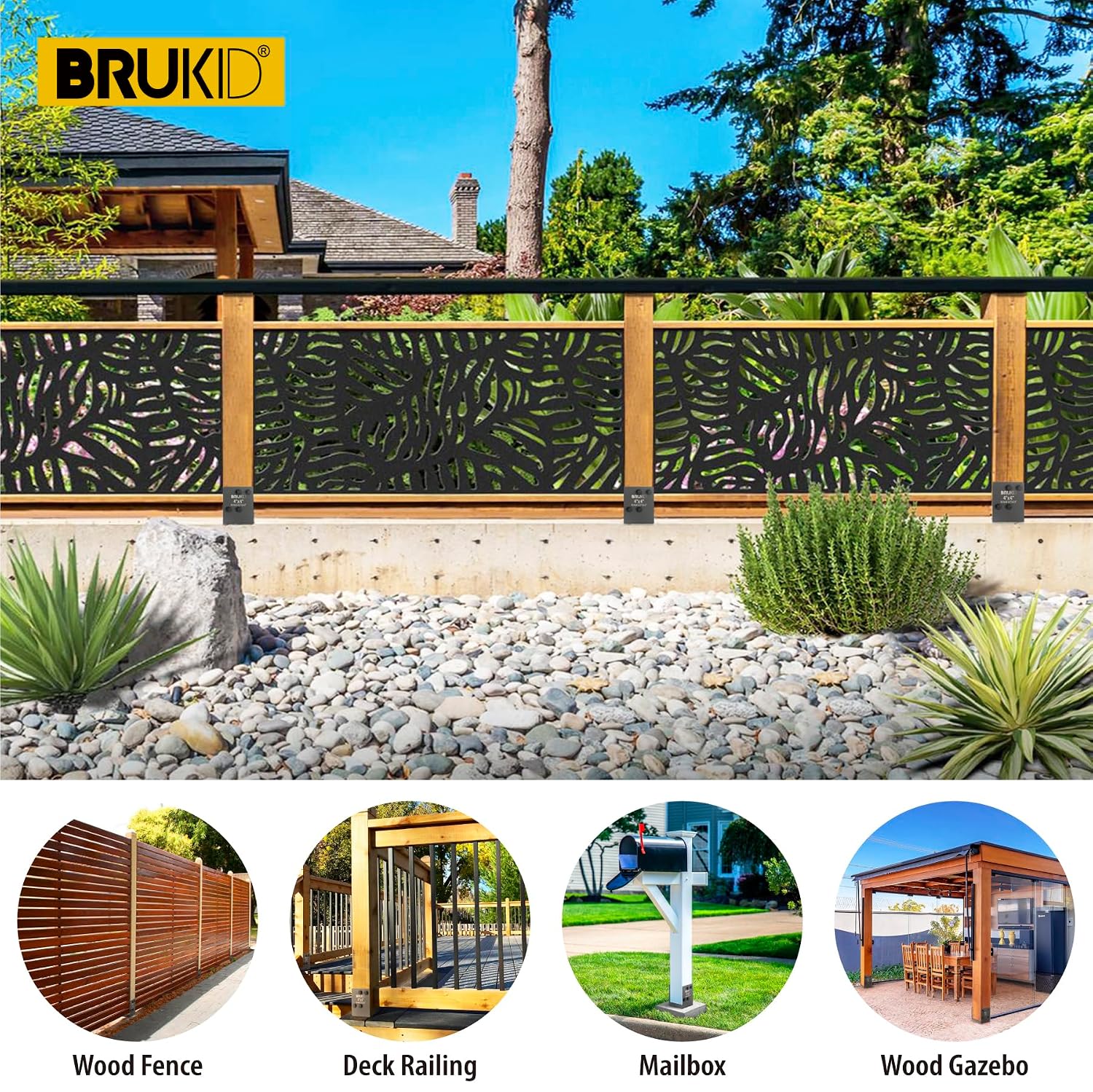 Stainless Steel 4 x 4 (Actual: 3.5' x 3.5') Deck Post Base, Post Anchor Bracket, Concrete Support Anchor Base for Deck Railing, Fences, Mailboxes (4pack- Dark Gray)