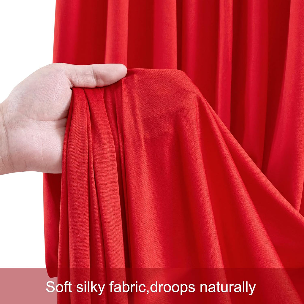 10 Panels Red Backdrop Curtains for Wedding Party Wrinkle Free Backdrops Curtain Drapes Fabric Decorations Photo Back Drop Cloth for Baby Shower Photography Stage Reception 50ft(W) x 12ft(H)
