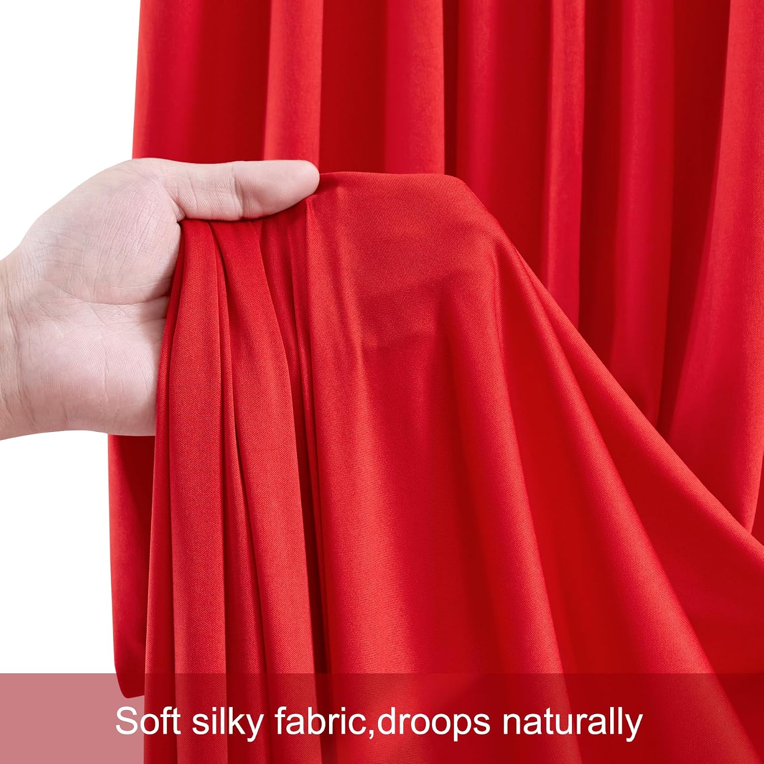 10 Panels Red Backdrop Curtains for Wedding Party Wrinkle Free Backdrops Curtain Drapes Fabric Decorations Photo Back Drop Cloth for Baby Shower Photography Stage Reception 50ft(W) x 12ft(H)
