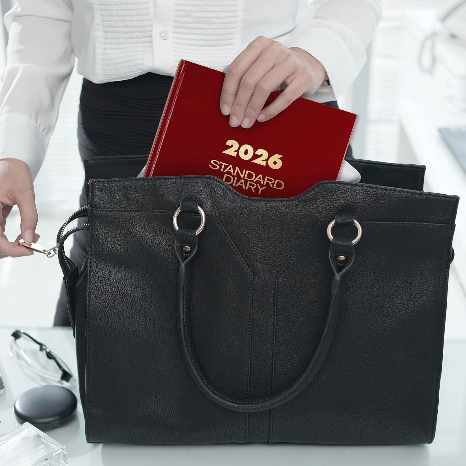AT-A-GLANCE 2026 Diary, Daily, Standard Diary & Address Notebook, 7-3/4' x 12', Large, Hardcover, Red (SD3771326)