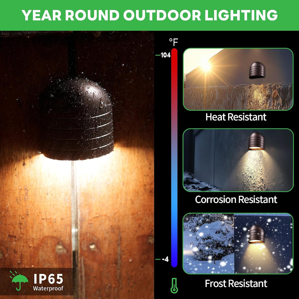 LED Deck Lights - Outdoor Landscape 12V Waterproof Lighting, Low Voltage Step Lights, Warm White & Cool White Adjustable Wired Aluminum Oil-Rubbed Bronze for Wall Stair Yard 8 Pack