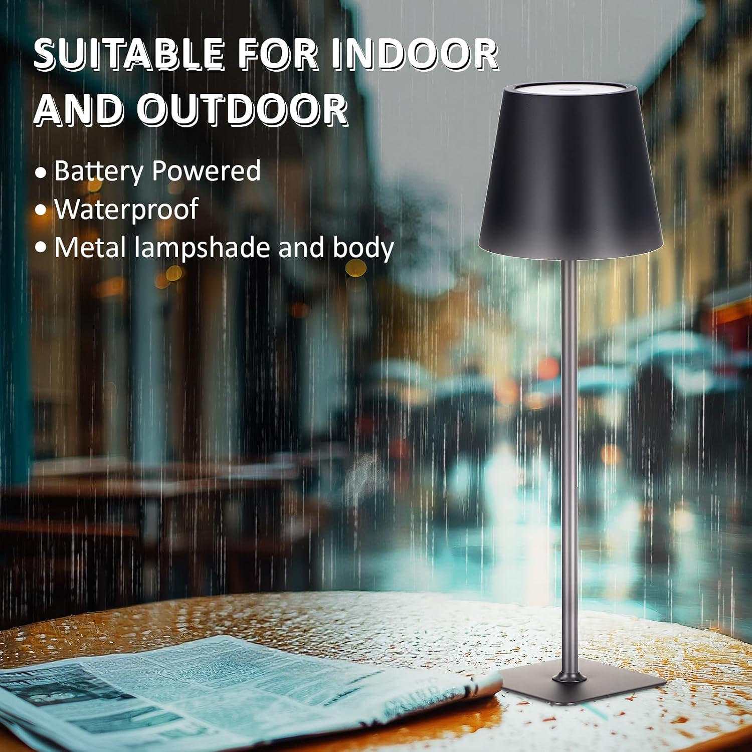Retisee 12 Pack Cordless Table Lamp Portable LED Rechargeable Desk Lamp 3000mah Battery Operated 3 Color Stepless Dimming Waterproof Touch Control for Bedroom Restaurant (Black)