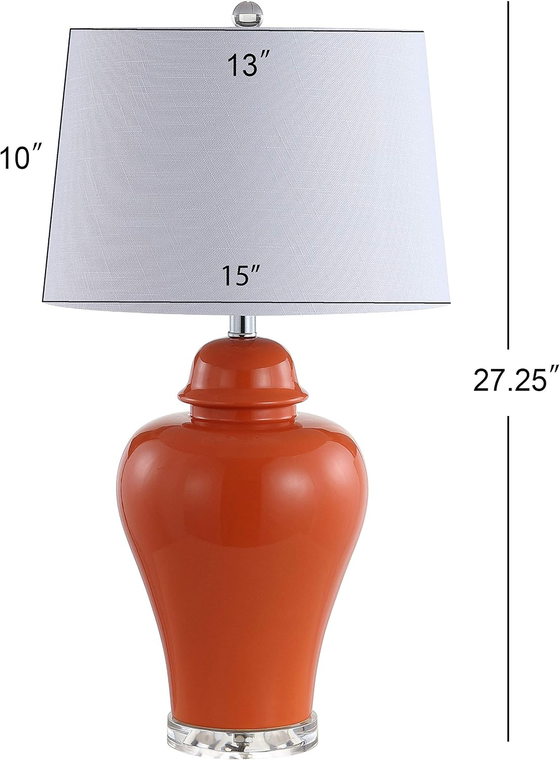 JONATHAN Y 27' Orange Ceramic Urn Table Lamp Set of 2 for Living Room, Bedside Nightstand Lamps for Bedroom, Farmhouse Decor with White Linen Shade, LED Bulbs Included (JYL4020B-SET2)
