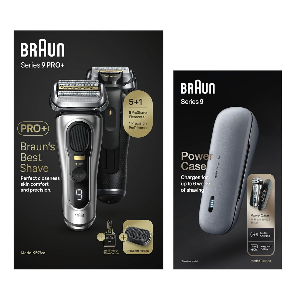 Braun Series 9 PRO+ Electric Shaver, Shaving Kit with 5 Pro Shave Elements and ProComfort Head, SmartCare Center