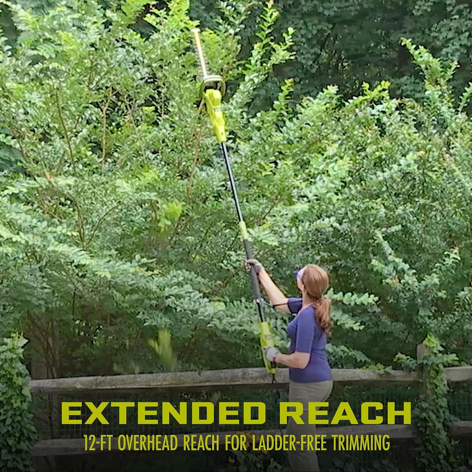 Sun Joe 4.5-Amp Electric Pole Hedge Trimmer, Multi-Angle Telescopic Garden Cutter, 19-Inch