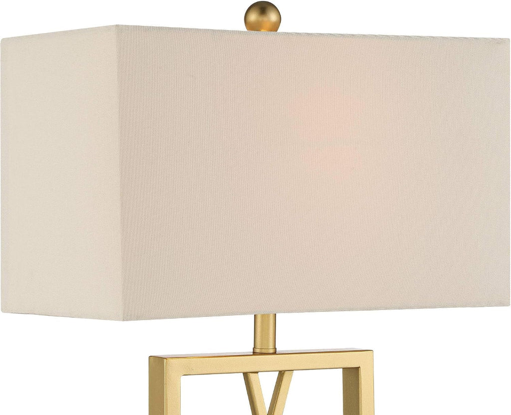 360 Lighting Claudia 26 1/2' Tall Square Modern Glam Luxe Table Lamp Gold Finish Metal Single White Shade Living Room Bedroom Bedside Nightstand House Office Home Kitchen Entryway Console
