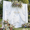 40ft x 15ft Long White Backdrop Curtains for Wedding Parties, Wrinkle Free Polyester 8 Panels 15 ft Photo Backdrop Drapes Back Drop Cloth Drapery for Birthday Photography Background Curtain