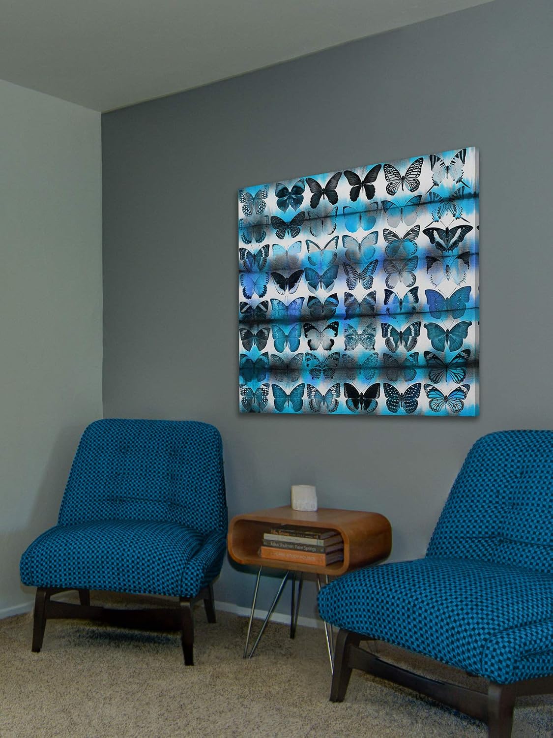 Parvez Taj Moth Blue Painting Print on Wrapped Canvas -