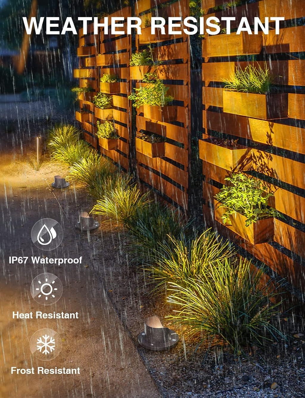 SUNVIE 12 Pack Low Voltage Landscape Lighting 12W LED Outdoor In-Ground Waterproof Shielded Well Lights Warm White Paver Lights with Wire Connectors for Pathway Garden Yard Fence Deck