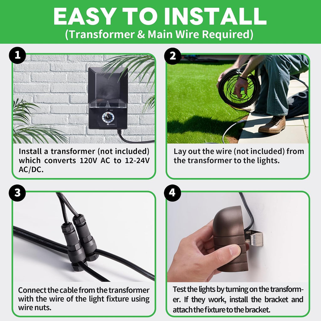 LED Deck Lights - Outdoor Landscape 12V Waterproof Lighting, Low Voltage Step Lights, Warm White & Cool White Adjustable Wired Aluminum Oil-Rubbed Bronze for Wall Stair Yard 8 Pack