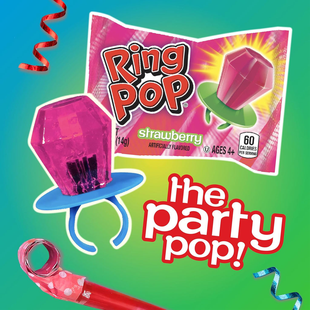Ring Pop Individually Wrapped Bulk Lollipop- Variety Party Pack, 20 Lollipops per Bag (Case of 12 Bags)