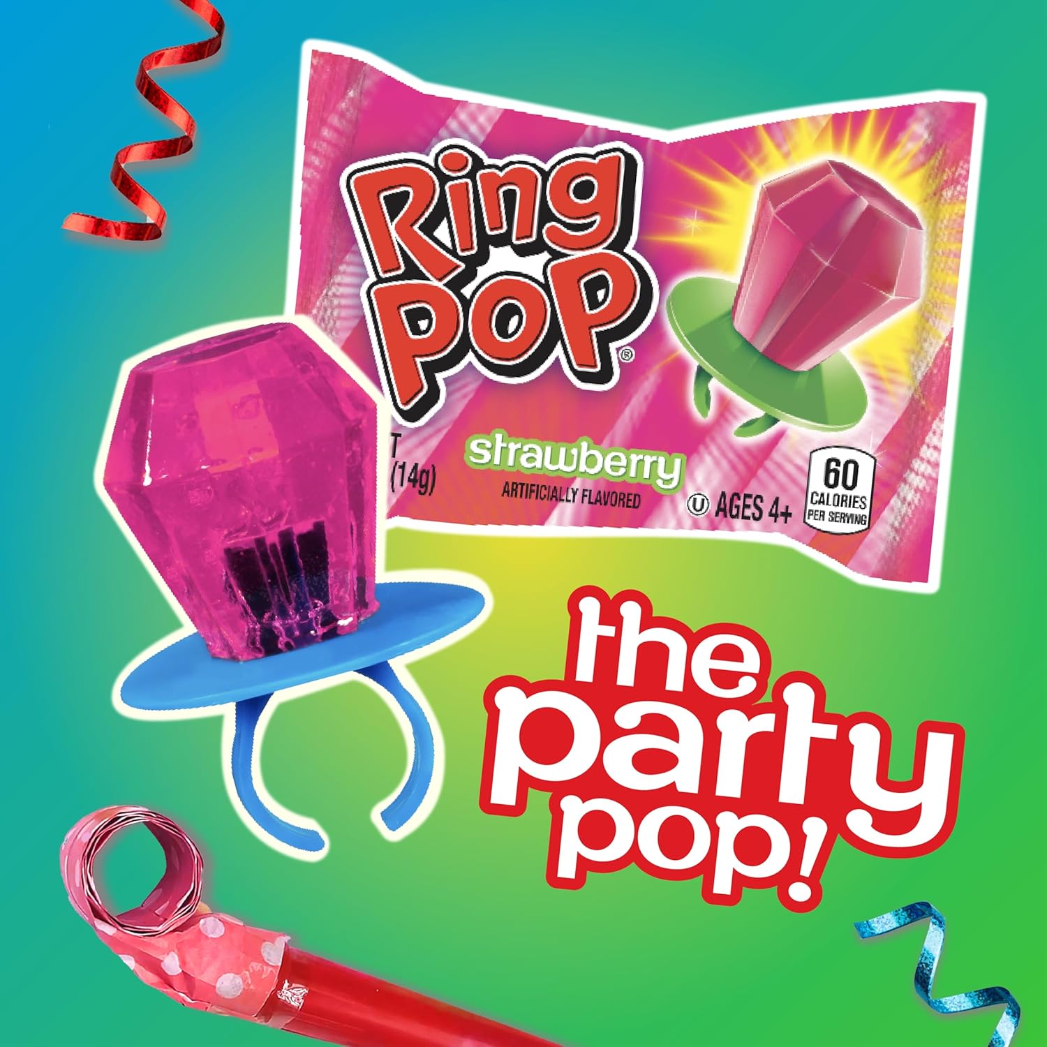Ring Pop Individually Wrapped Bulk Lollipop- Variety Party Pack, 20 Lollipops per Bag (Case of 12 Bags)