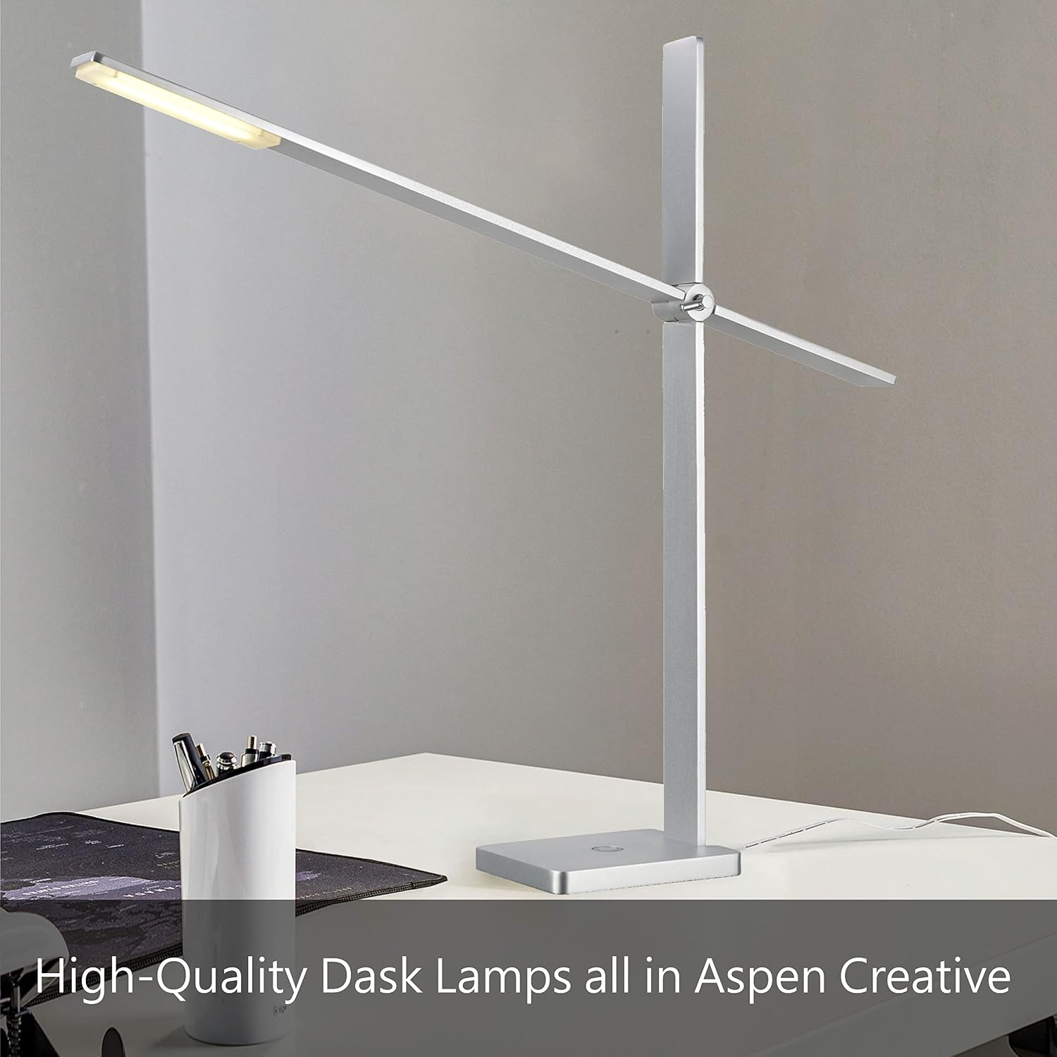 Aspen Creative 40185-11, 27-1/2' High Transitional Ceramic Table Lamp, Brown & Blue and Hardback Empire Shaped Lamp Shade in White, 15-1/2' Wide