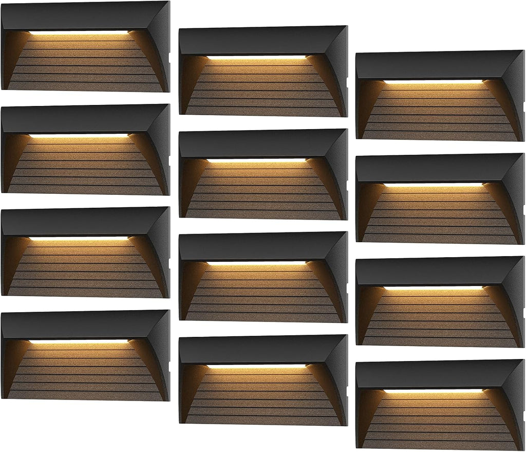 VENUS MANUFACTURING 2W Low Voltage Deck Lights LED Outdoor Stair Lights 3000K 12V Wired Step Lighting, Die-cast Aluminum for Fence, Yard, Patio, and Pathway (12Pack)
