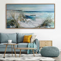 YDYSUNE Large Wall Art Beach Canvas Picture Decor,Blue Coastal Seascape Painting,Boat Landscape Ocean Artwork for Living Room Decoration Framed Size 29x58 Inches