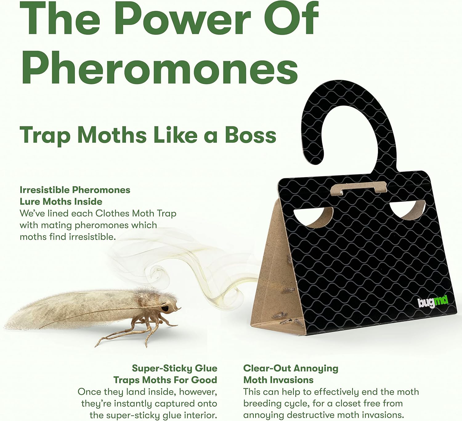 BugMD Clothes Moth Boss Traps (18 Count, Black) and Pantry Pest Patrol (18 Count, Black) Bundle