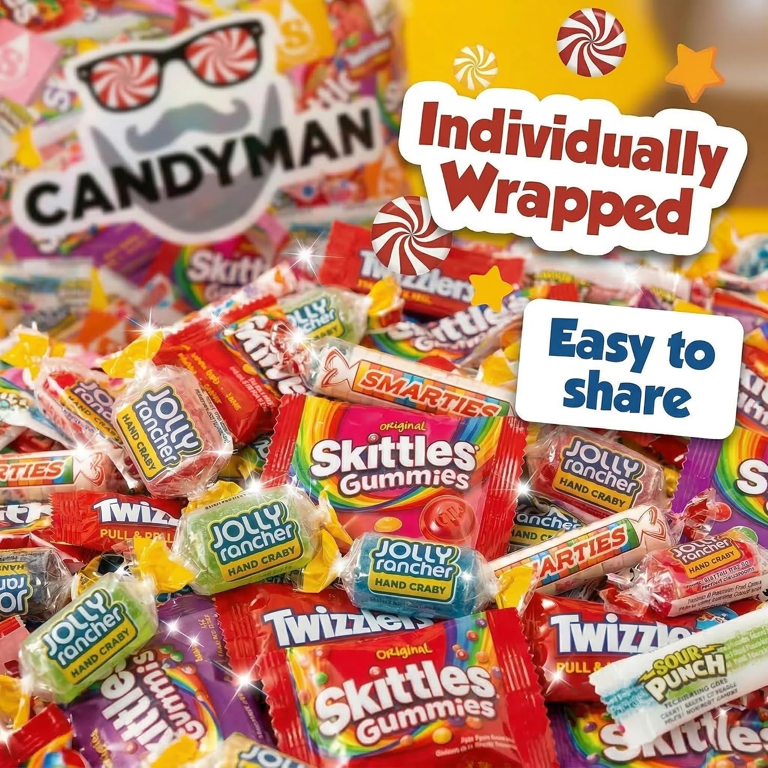 CANDYMAN Assorted Candy Variety Pack 20lbs, Candy Bulk Individually Wrapped, Party Favors Goodie Bags, Pinata Stuffers, Birthday Parties, Father's Day, Ship Cold