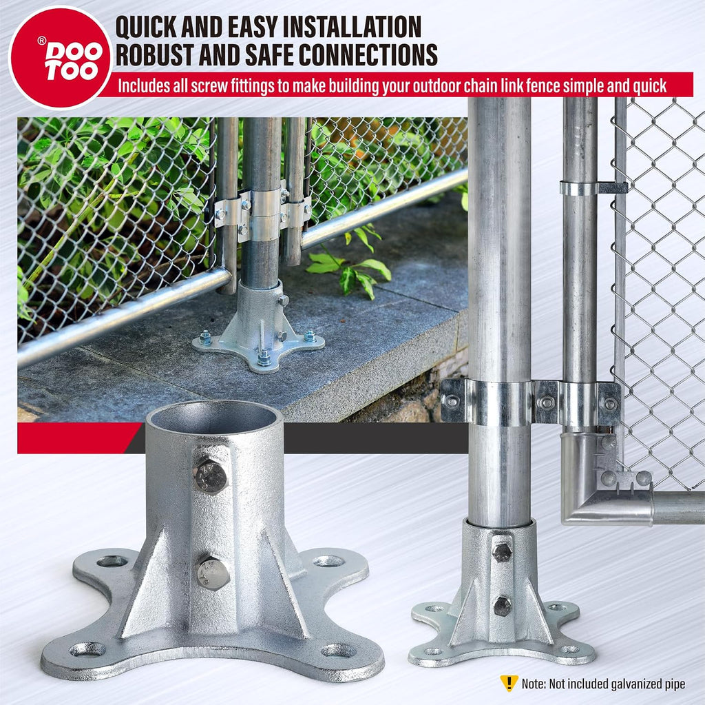 Chain Link Fence Post Flange - 2 1/2' Heavy Duty Round Post Base Bracket (8-Pack) Fits 2-3/8' Outer Diameter Fence/Mailbox/Flag Posts - Floor Mount Flange Kit