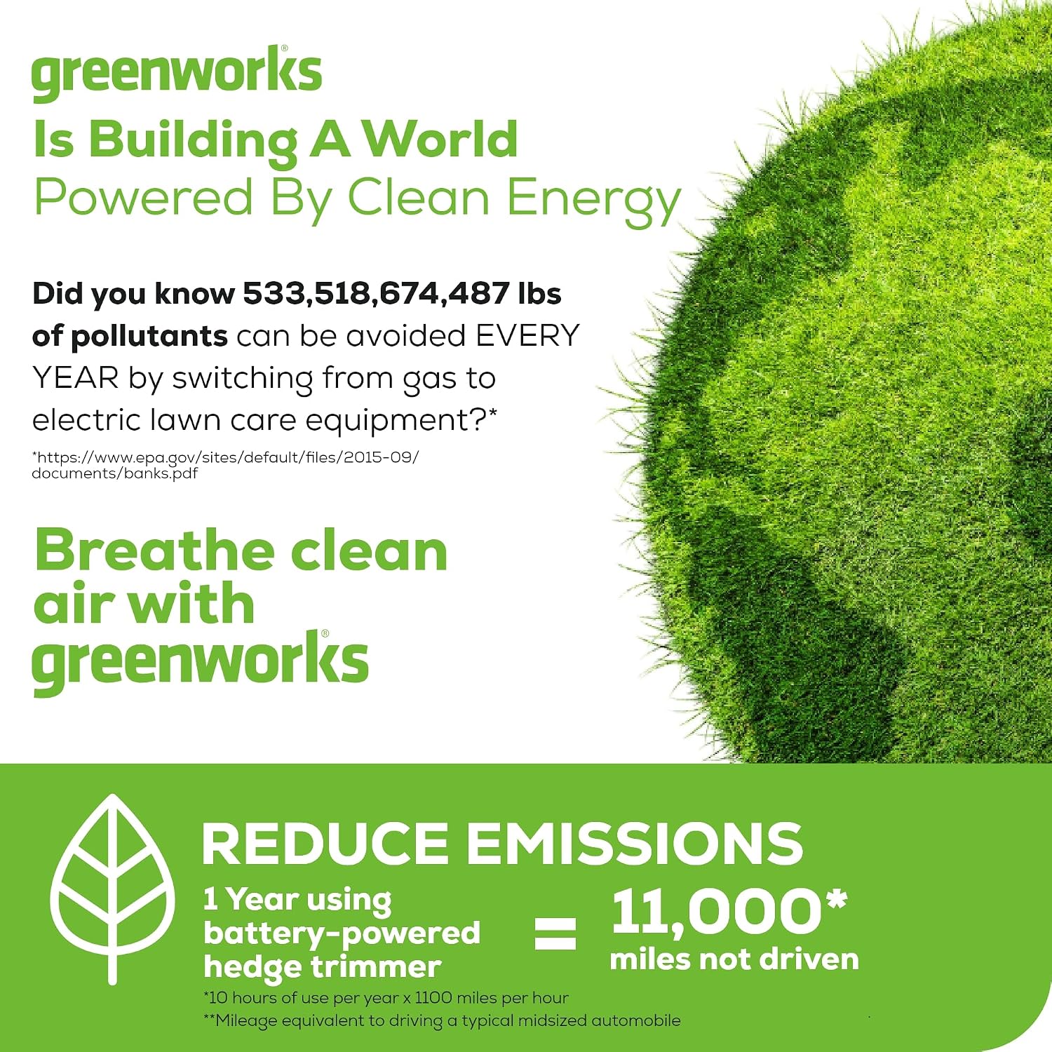 Greenworks 60V 26' Brushless Cordless Battery-Powered Hedge Trimmer, 2.0Ah Battery and Charger Included