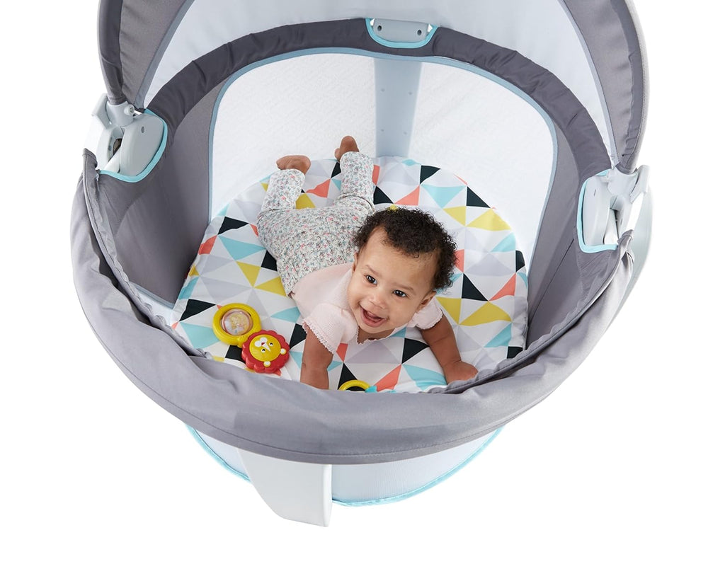 Fisher-Price Portable Bassinet On-The-Go Baby Dome, Travel Play Space with Developmental Newborn Toys & Canopy, Windmill