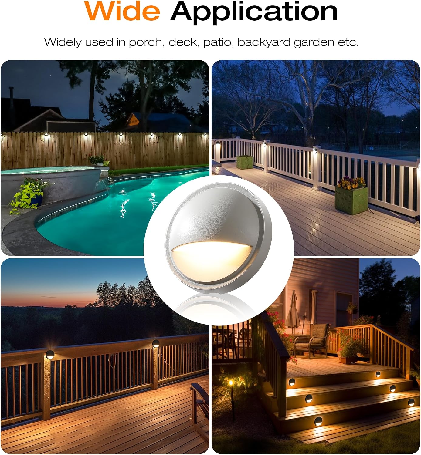 CLOUDY BAY [12 Pack] 3CCT Low Voltage LED Deck Lights Outdoor,2700K/3500K/5000K Selectable,Landscape Step Stair Railing Fence Light Wired,3W,12V-24V AC/DC Deck Lighting Fixtures,White