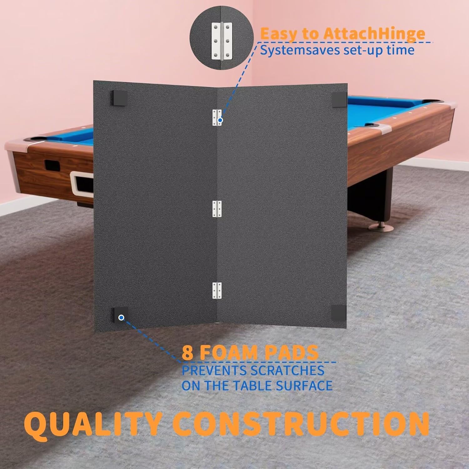 Ping Pong Table Topper for Pool Table, 8X4 FT Foldable Table Tennis Table Conversion Top with Net & Premium Foam Padding - Perfect for Family Game Rooms