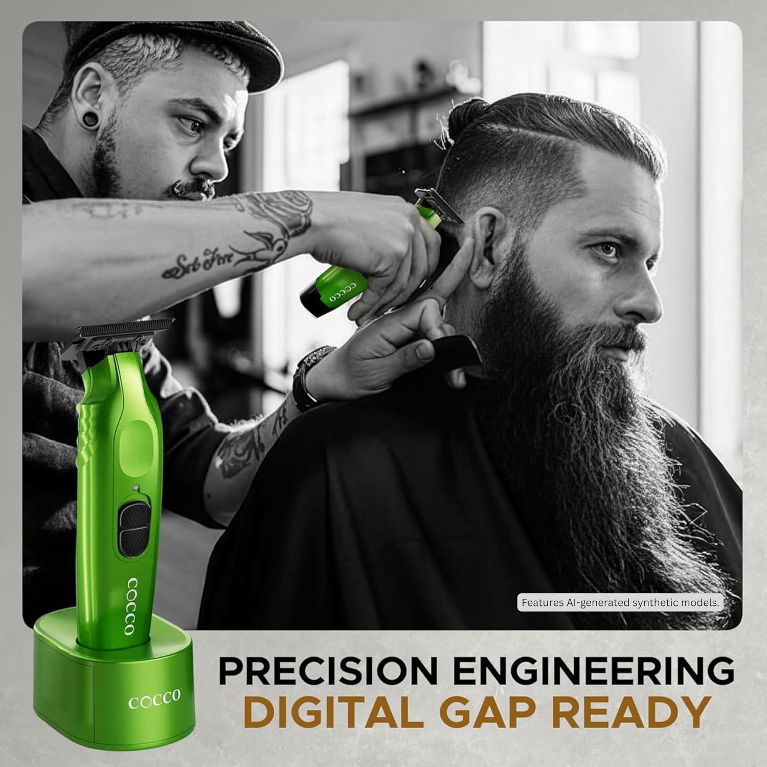 Cocco Hyper Veloce Pro Trimmer, Digital Gap Graphene Blade Edger, High-Torque Brushless BLDC Motor, Cordless, All-Metal Design, Lithium-Ion Battery, Charging Base Included