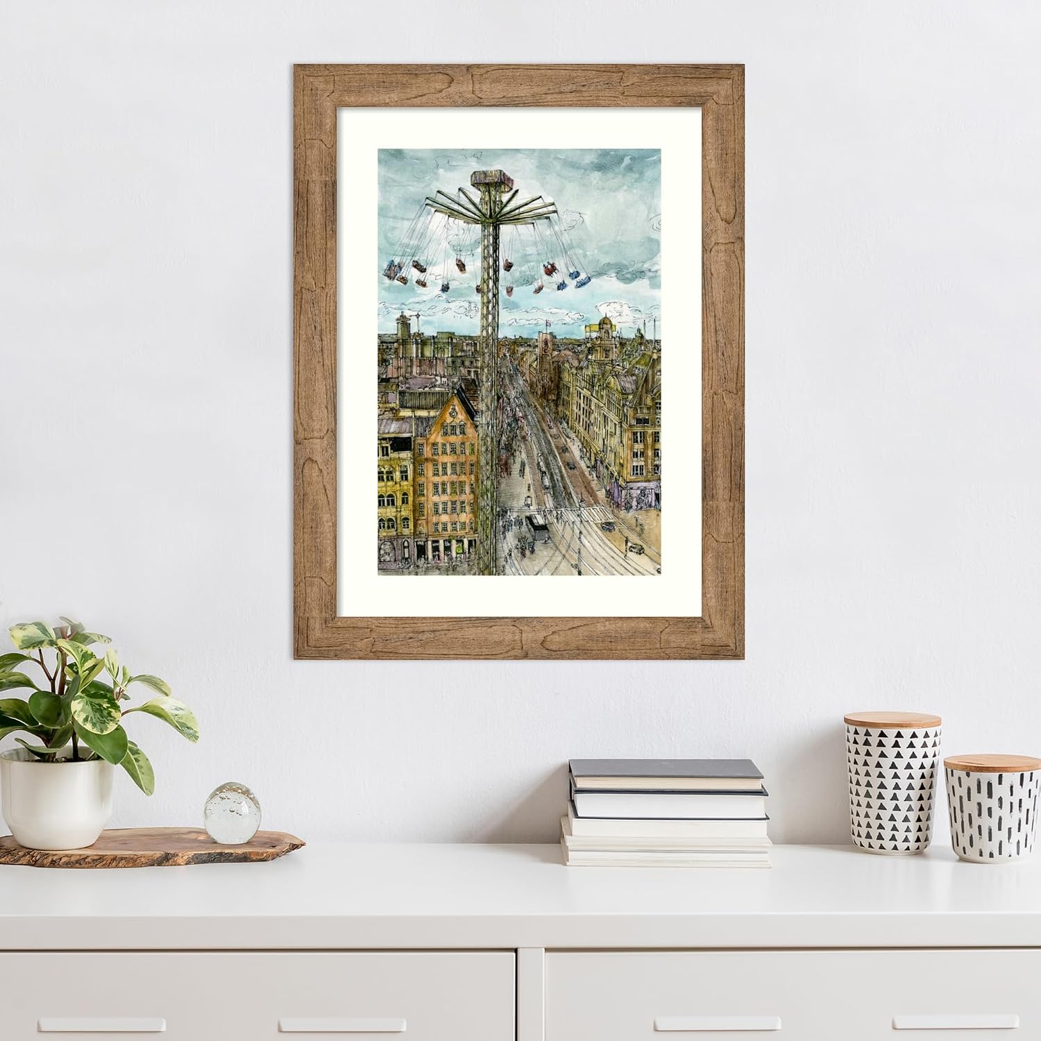 Amanti Art Framed Wall Art Print 28x21 European Afternoon IV by Melissa Wang, Cityscapes Wall Art, Industrial Urban Decor, Medium Poster Painting Artwork for Living Room, Bedroom, Bathroom, Kitchen,