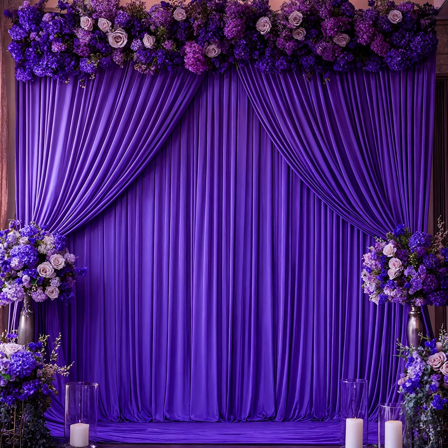 Purple Backdrop Curtains 10 Panels-Wrinkle-Free Purple Curtains Polyester Photography Drapes for Baby Shower Birthday Party Photo Background Backdrop Stand- 40 X10FT