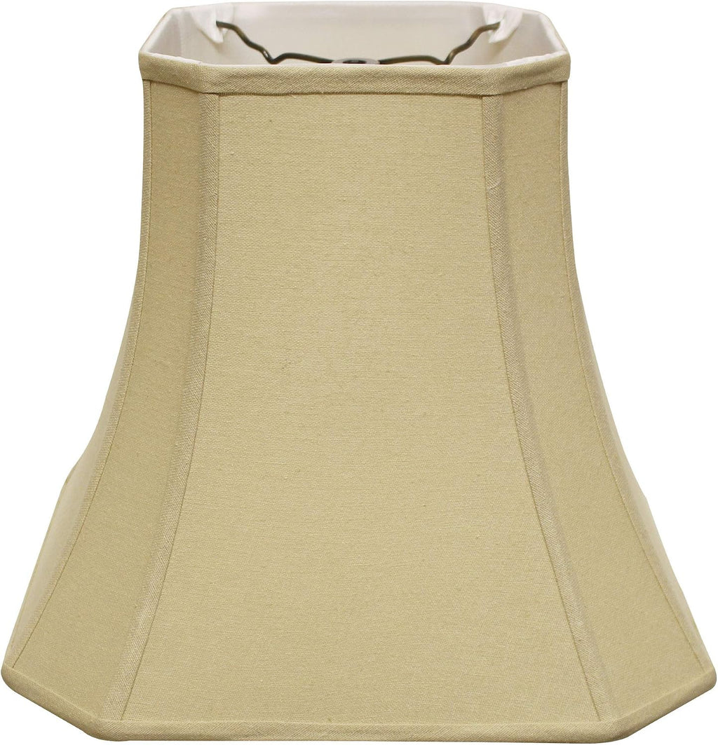 Cut Corner Square Bell Softback Lampshade with Washer Fitter, Tan Color Fabric Lampshade for Table Lamps, Natural Linen, 9' Top x 16' Bottom x 13' Height OI324