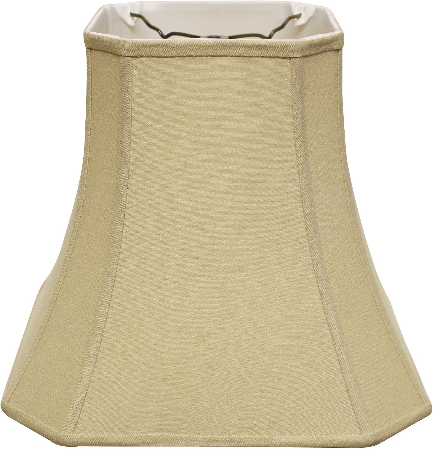 Cut Corner Square Bell Softback Lampshade with Washer Fitter, Tan Color Fabric Lampshade for Table Lamps, Natural Linen, 9' Top x 16' Bottom x 13' Height OI324