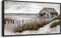 YDYSUNE Village Coastal Wall Art for Living Room - Retro Beach Fenced House Canvas Wall Decor for Home Artwork Painting Print for Bedroom Decoration Kitchen Office Hang a Picture Framed 24x48 Inches