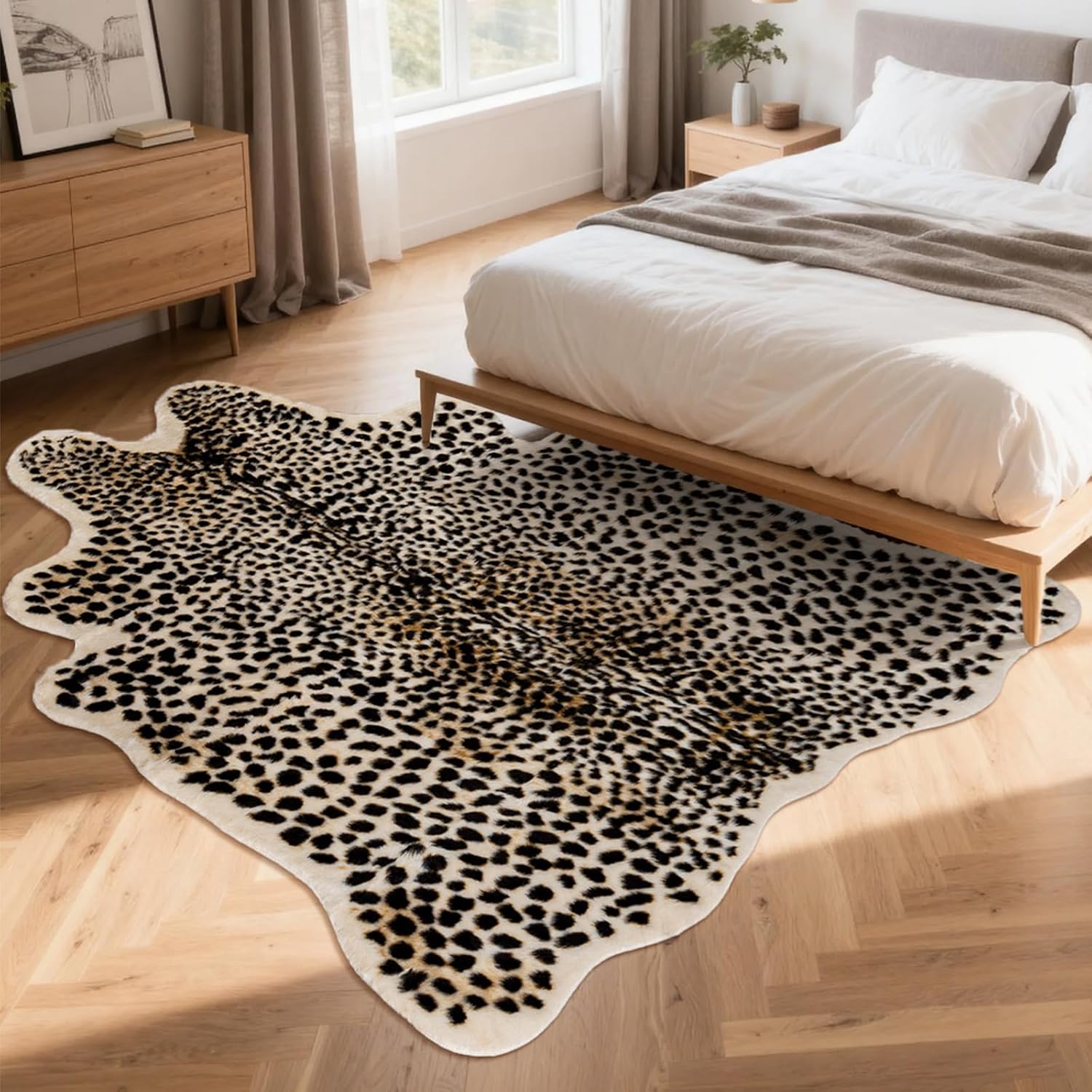 Huichenxing2021FURSTORE Leopard Rug Cheetah Print Rugs for Living Room Bedroom Faux Animal Print Area Rug Cowhide Skin Mat 6.2x8.2ft