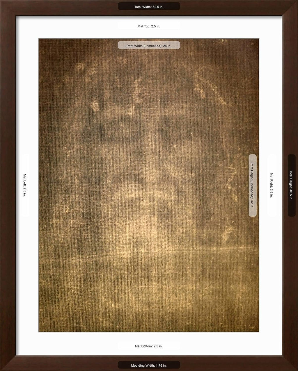 ART.COM Framed Wall Art Prints Detail of Shroud of Turin in Chiesa Della Ss. Annunziata Church, Turin, Piedmont, Italy, Europe, Places Decor, 24' x 32', Espresso Frame with White Mat